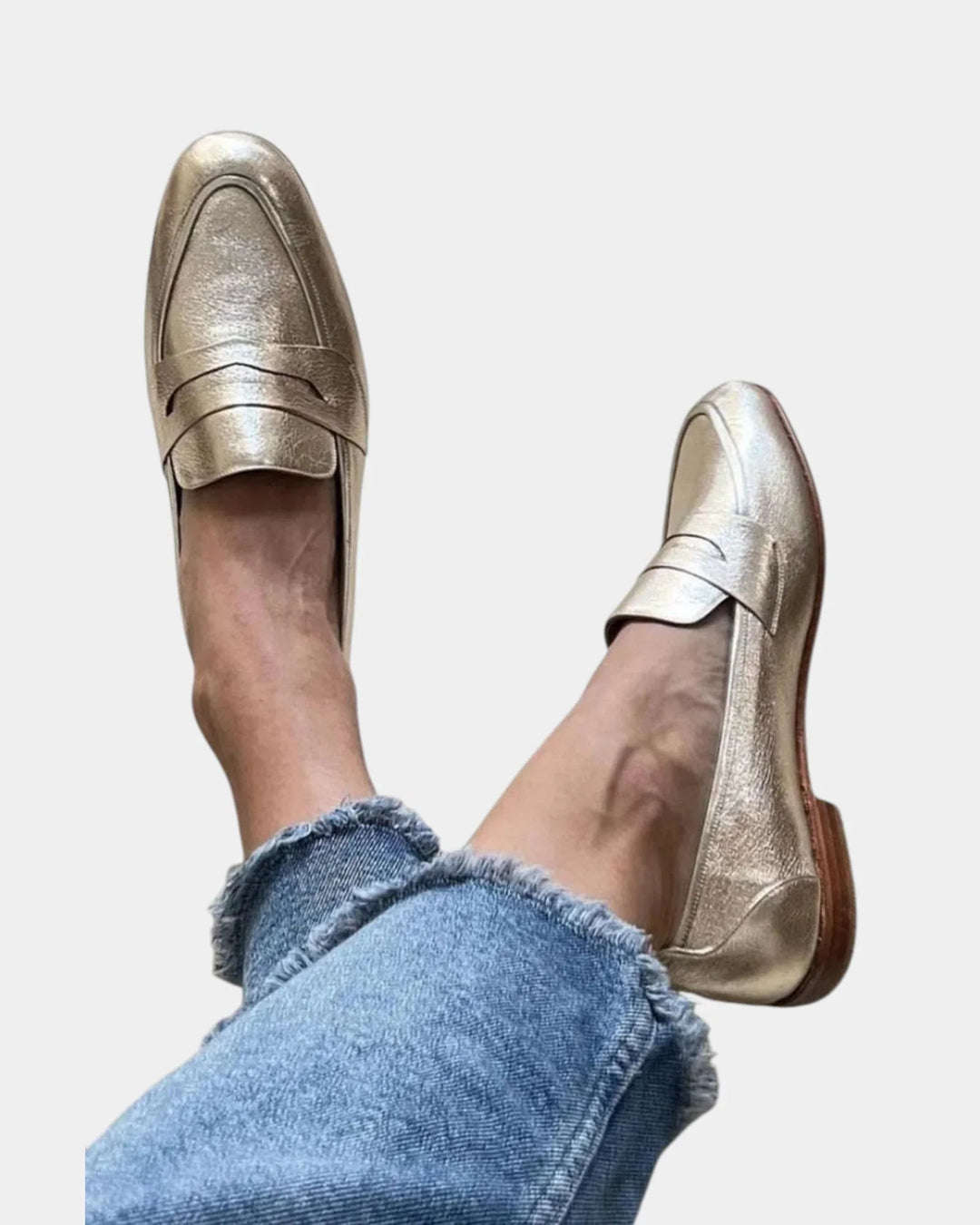 Séverine | Skinnende guld-loafer