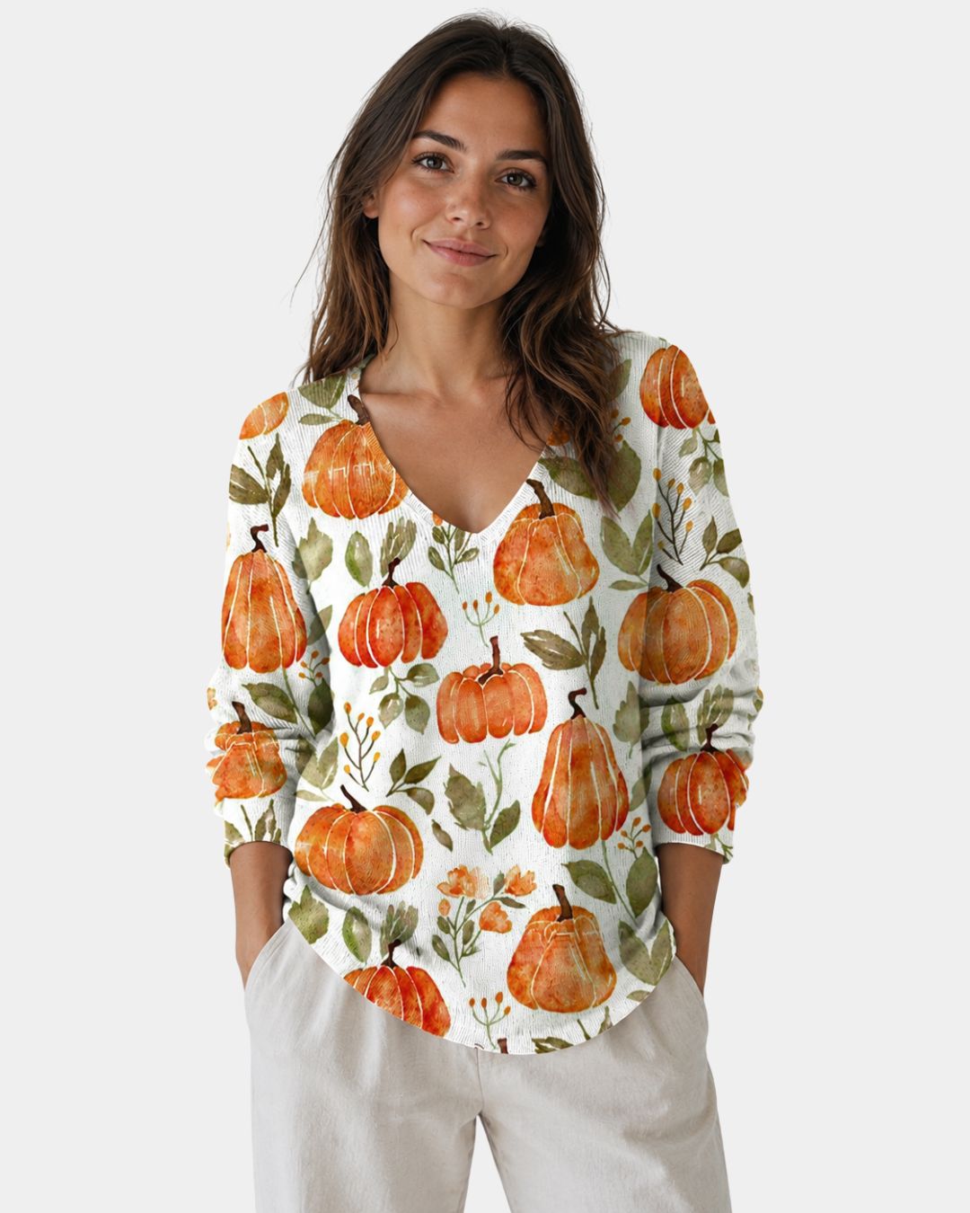 Emilie | Striksweater med V-hals