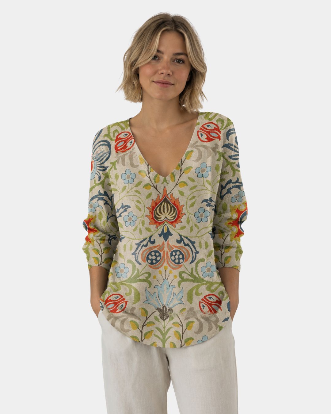 Margaux | Striksweater med V-hals