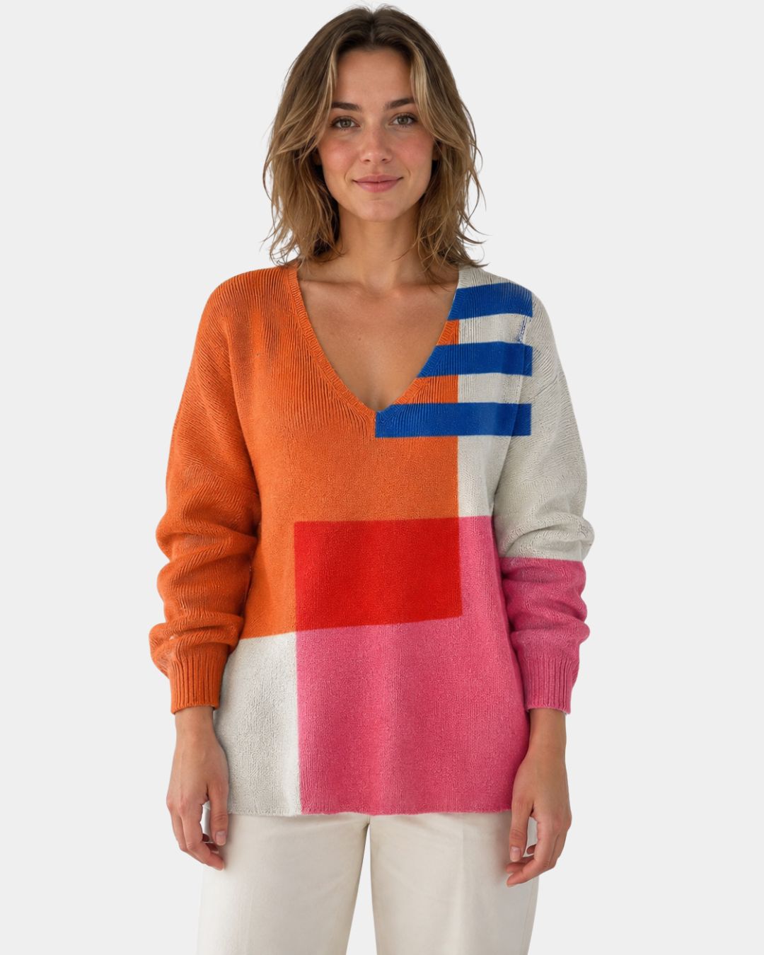 Anais | Striksweater med V-hals