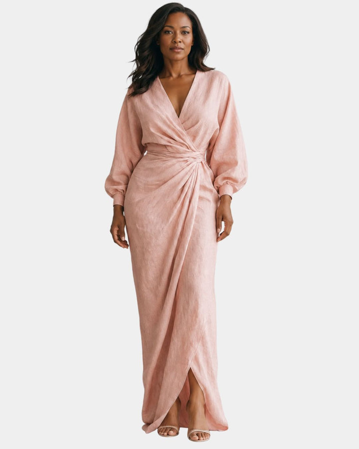 Sidonie | Minimalistisk rosa maxikjole