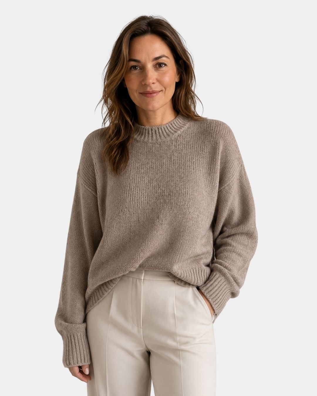 Mae | Sweater med rund hals og pufærmer