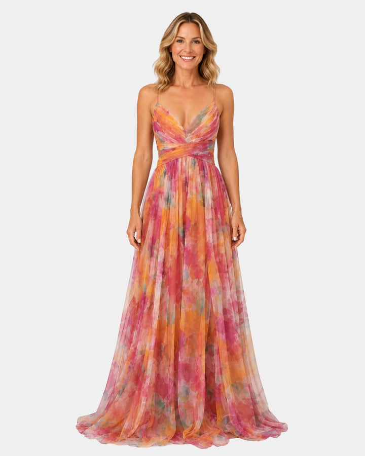 Giselle | Lang kjole med blomsterprint