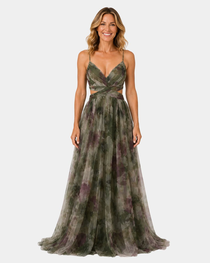 Giselle | Lang kjole med blomsterprint