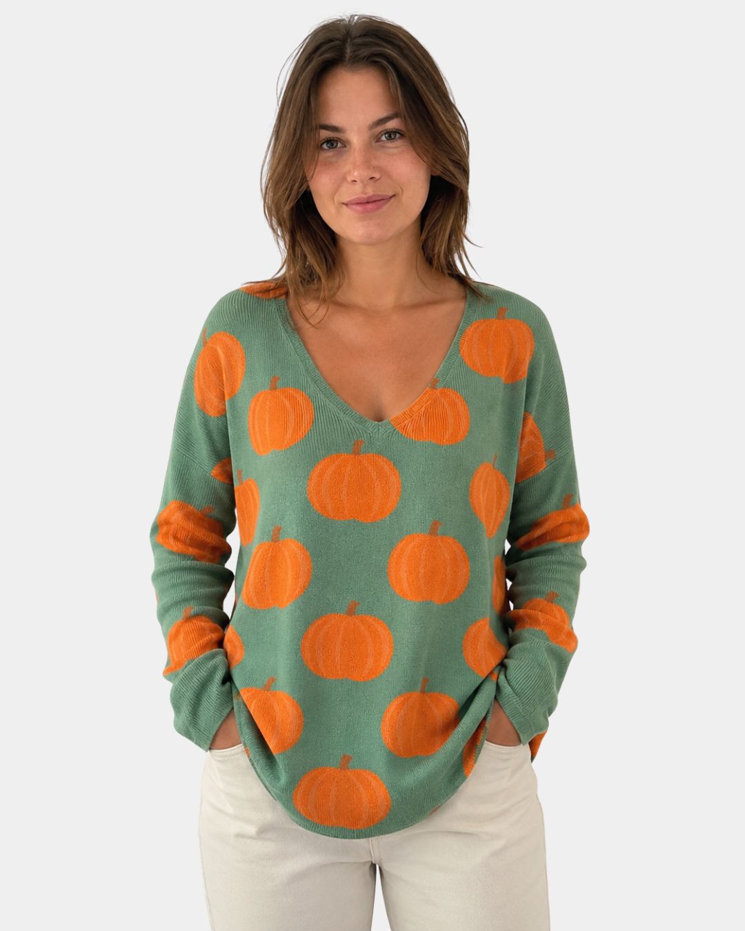 Lucie | Striksweater med V-hals