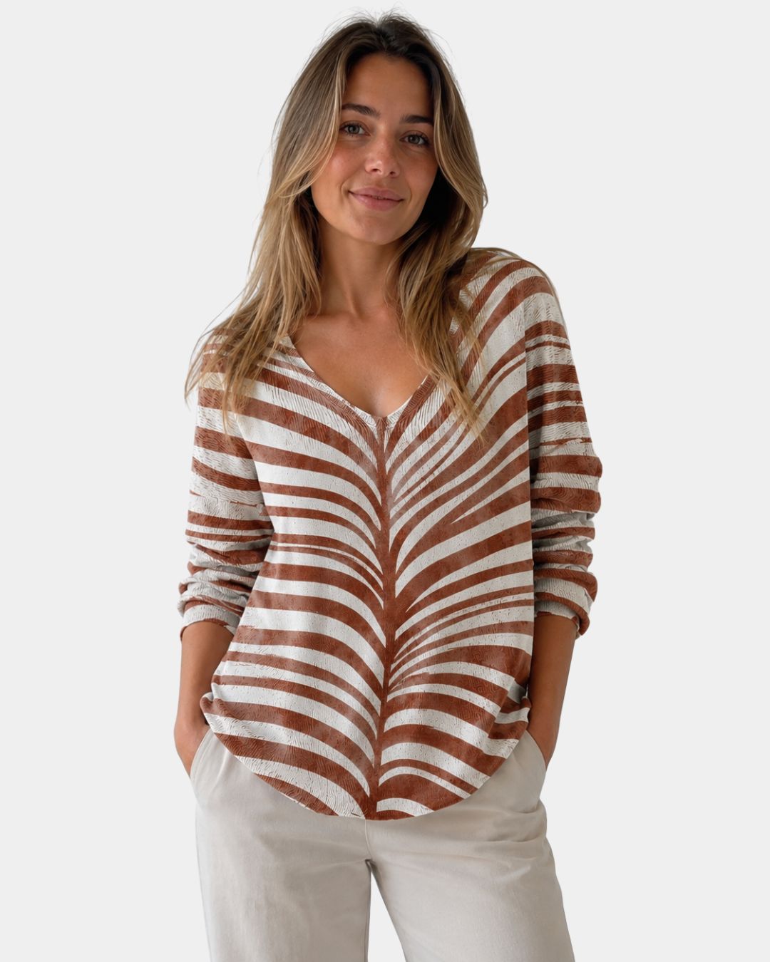 Valerie | Striksweater med V-hals