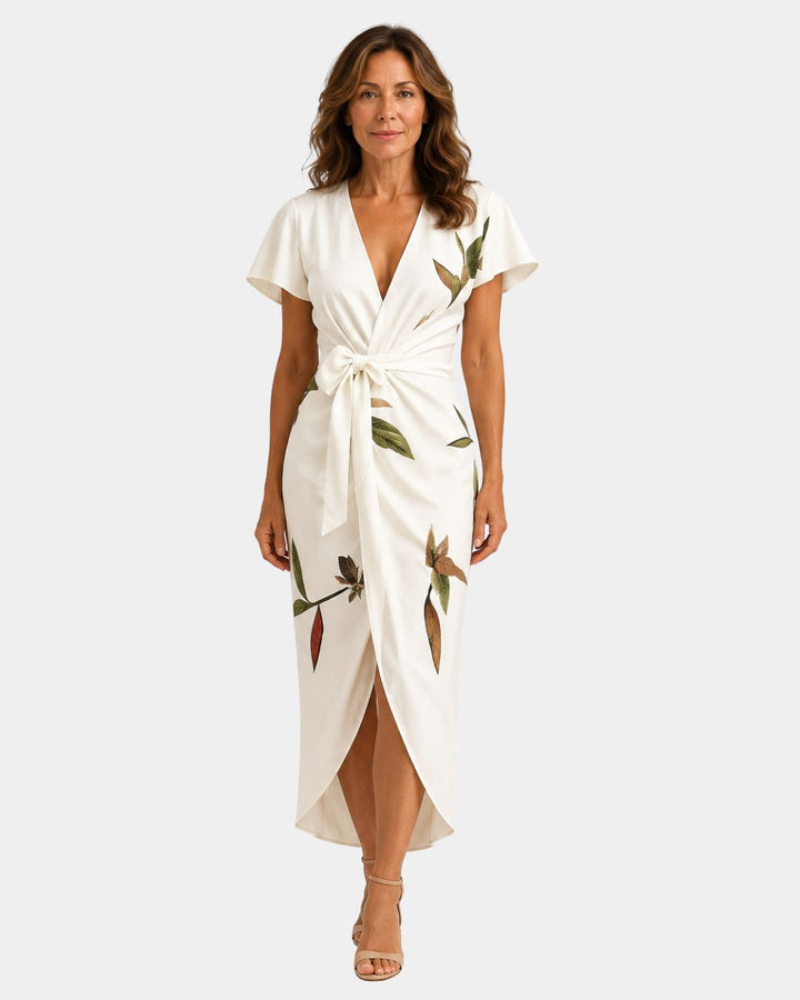 Agathe | Elegant slå-om-kjole med blomsterprint