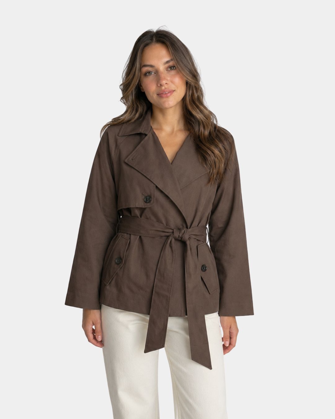 Lysianne | Brun dobbeltradet trenchcoat