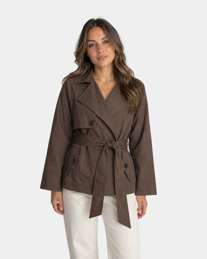 Lysianne | Brun dobbeltradet trenchcoat