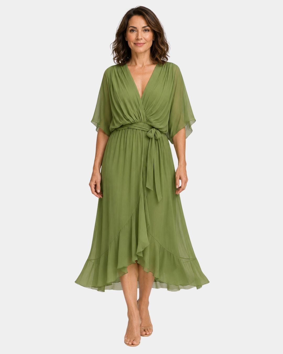 Carmen | Chiffonkjole med V-hals