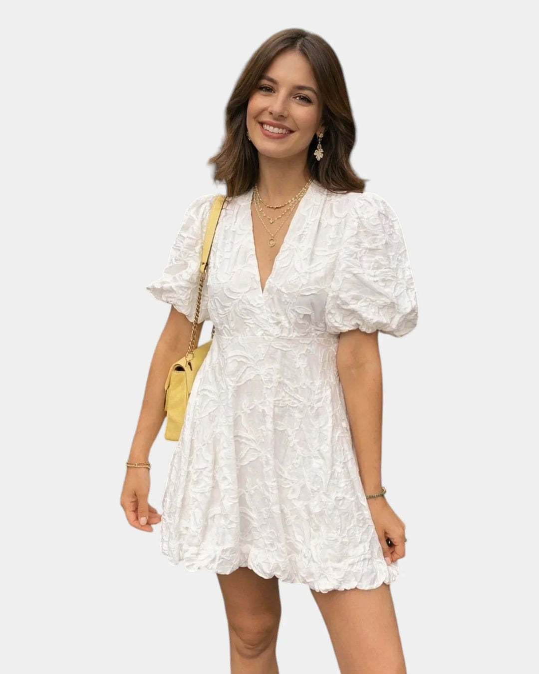 Anastasie | Broderet minikjole med flæseærmer