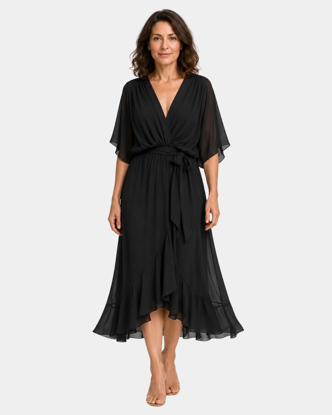 Carmen | Chiffonkjole med V-hals