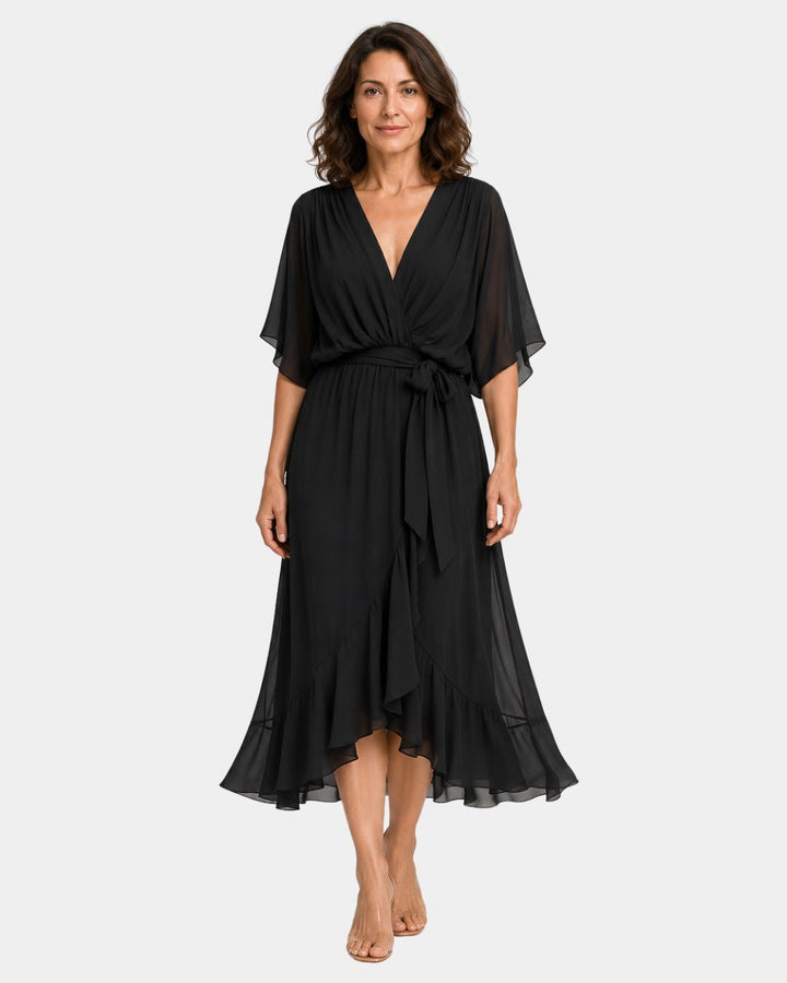 Carmen | Chiffonkjole med V-hals