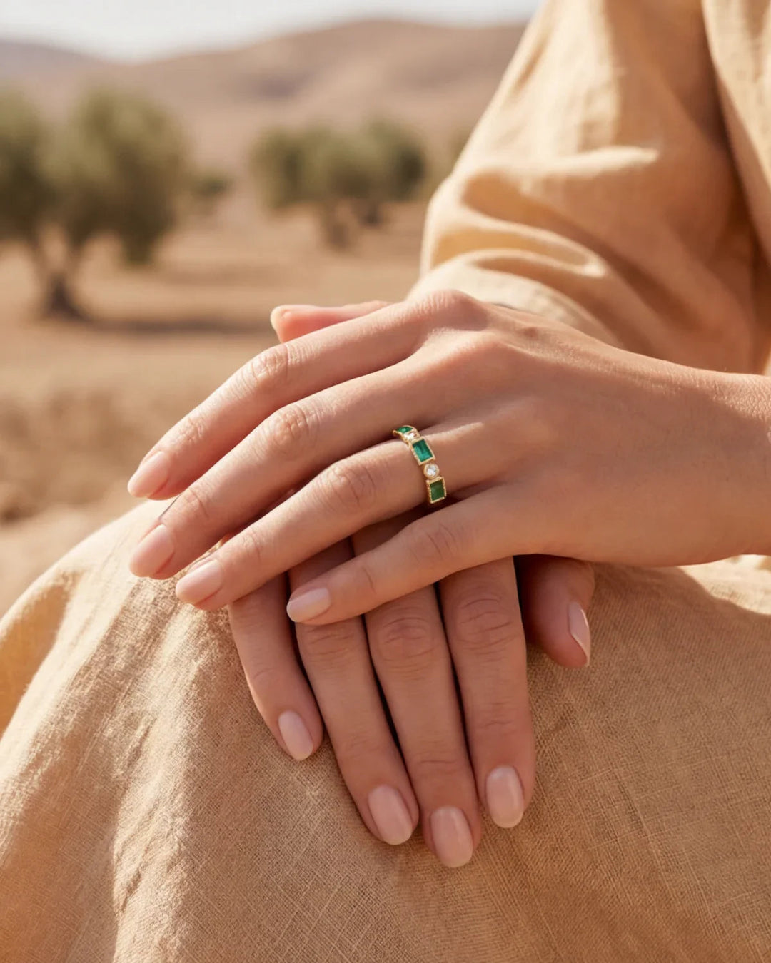 Pascale | Ring med grønne sten