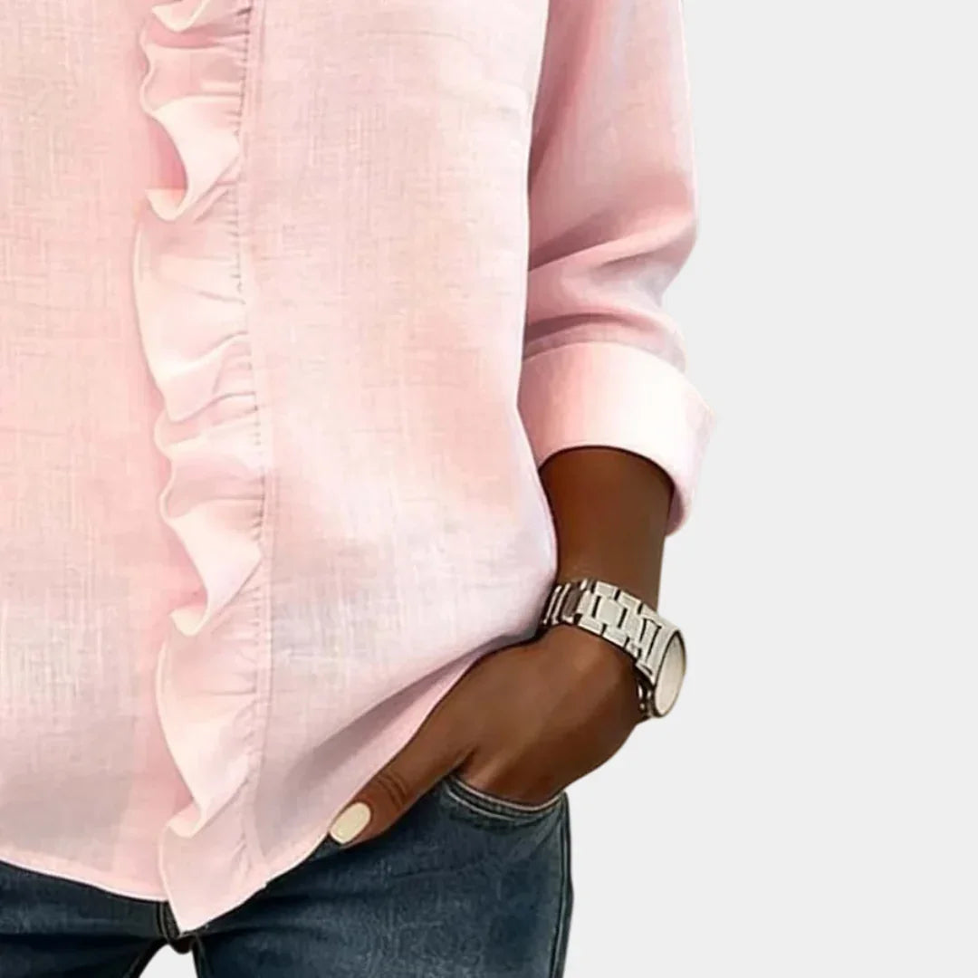 Flavie | Bluse med V-hals og fine flæser