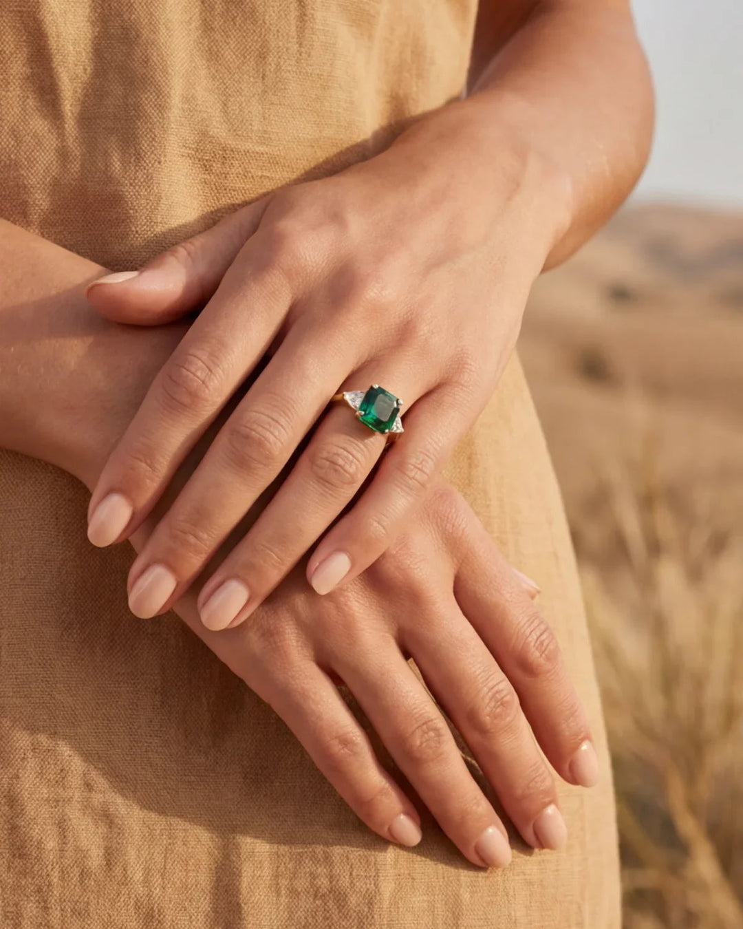 Berthe | Ring med grøn sten
