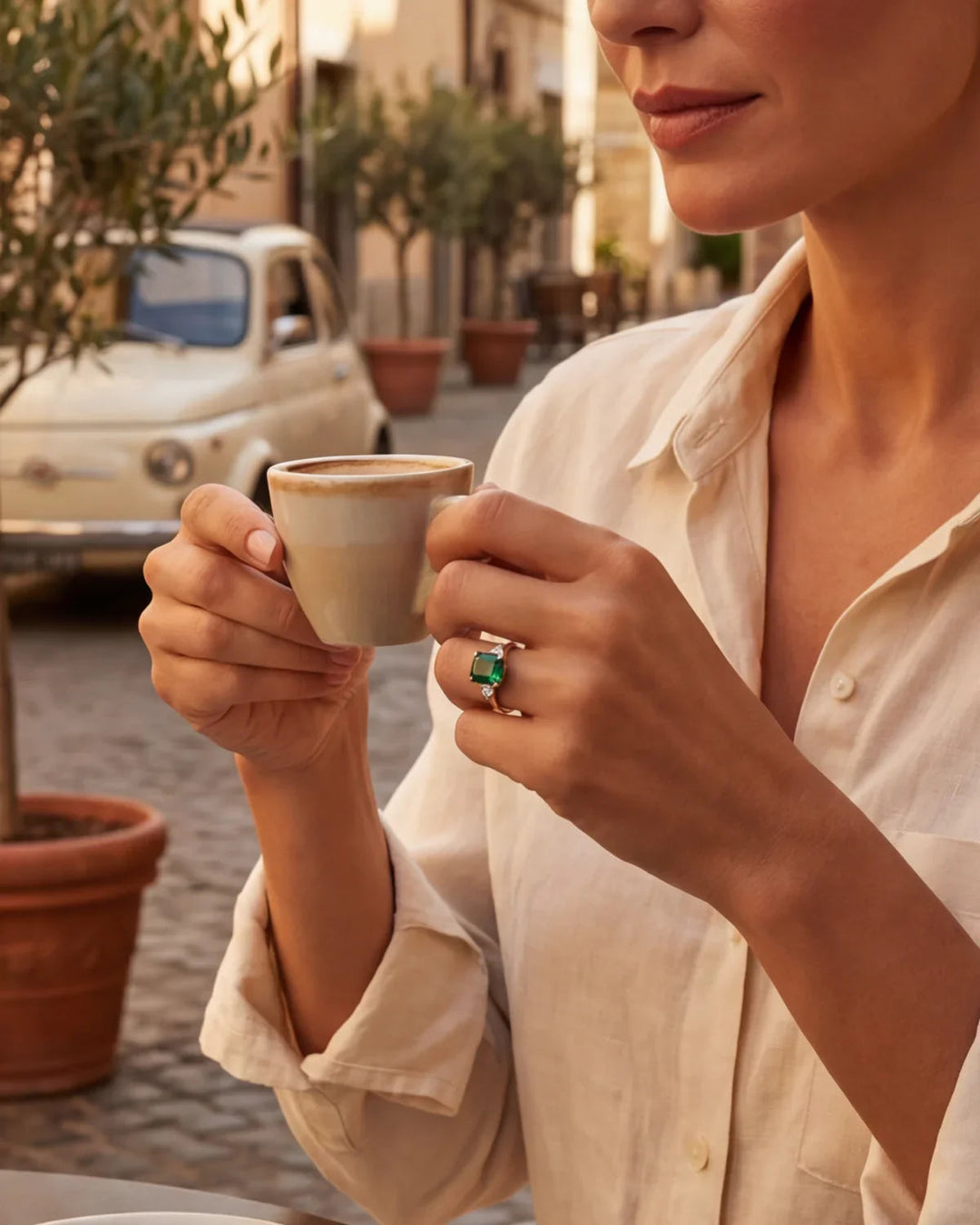Berthe | Ring med grøn sten
