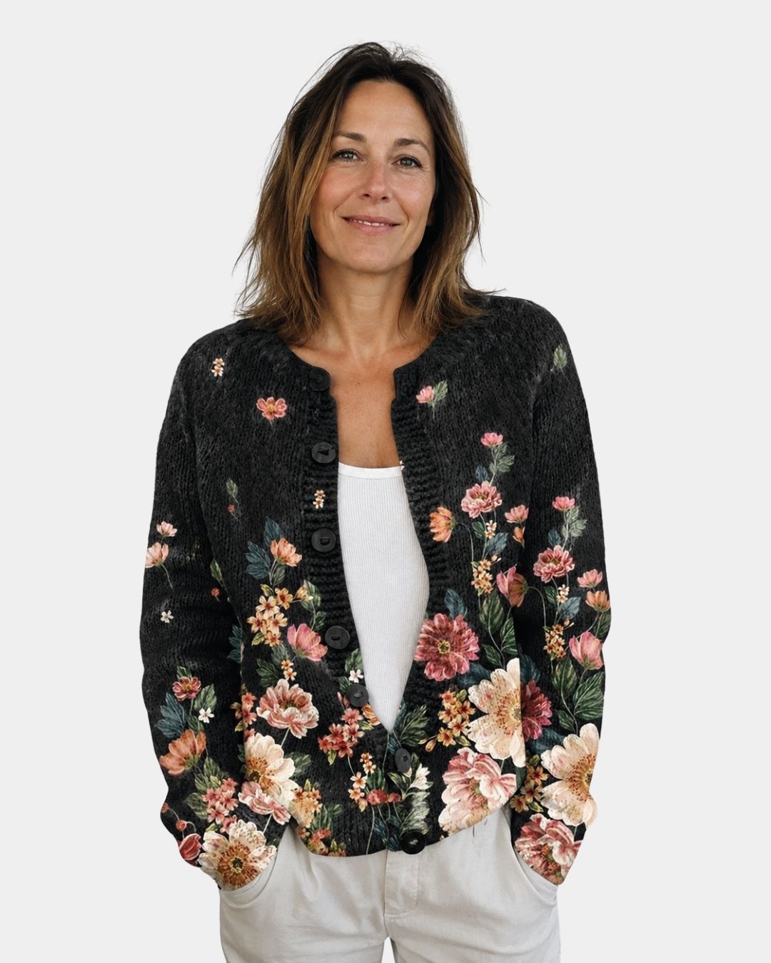Kivara | Blomstret vintage-cardigan