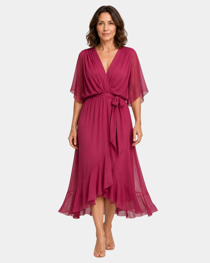 Carmen | Chiffonkjole med V-hals