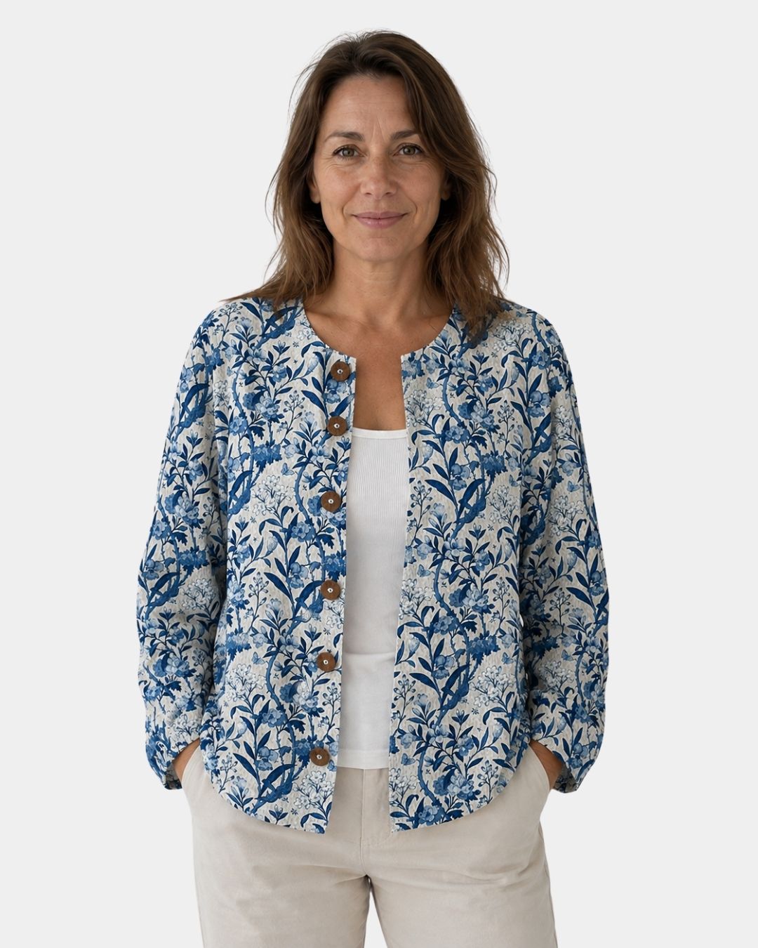 Tiverly | Blomstret vintage-cardigan med knapper