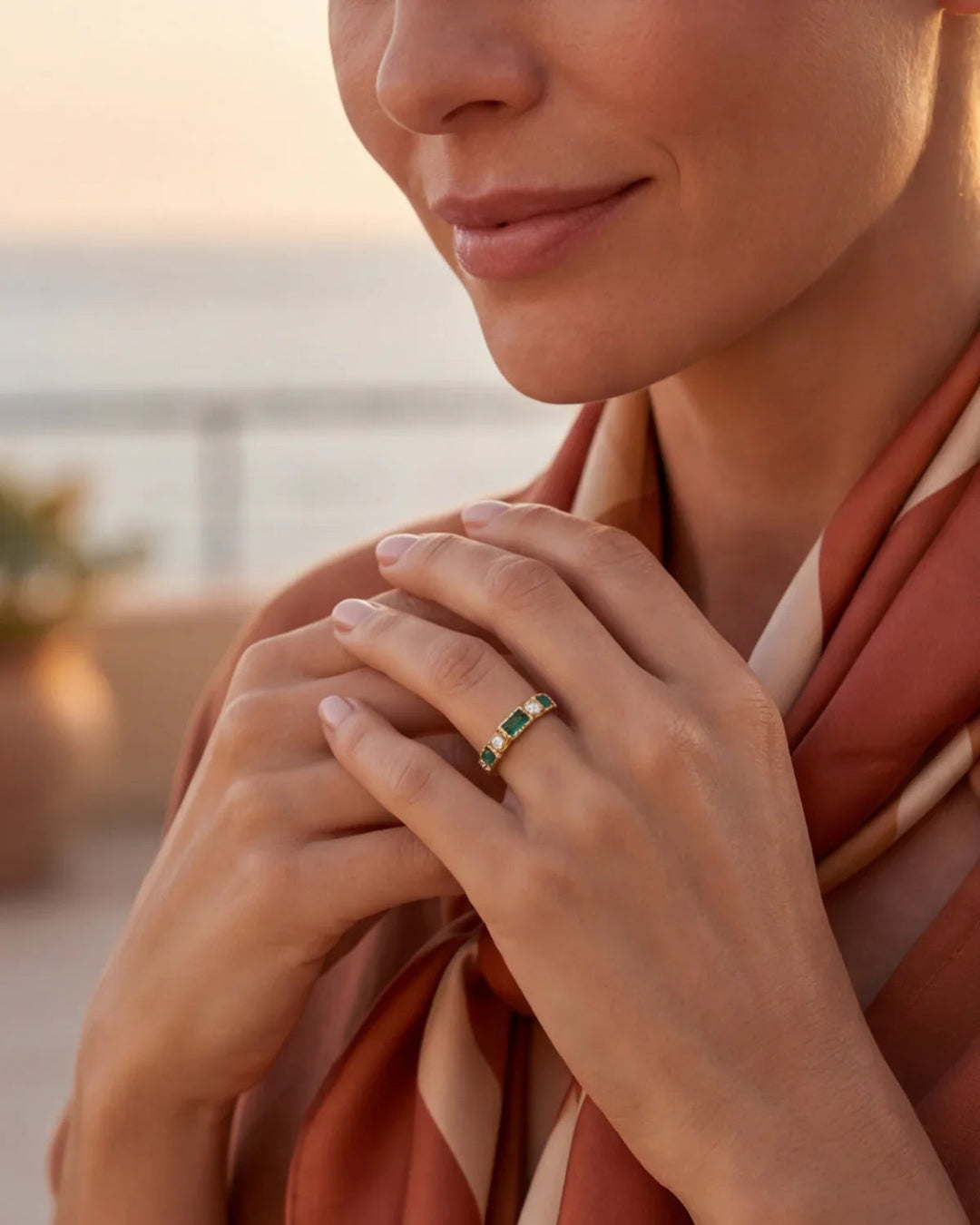 Pascale | Ring med grønne sten
