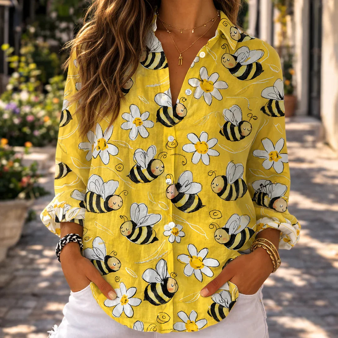 Yasmine | Bluse med bier og blomster