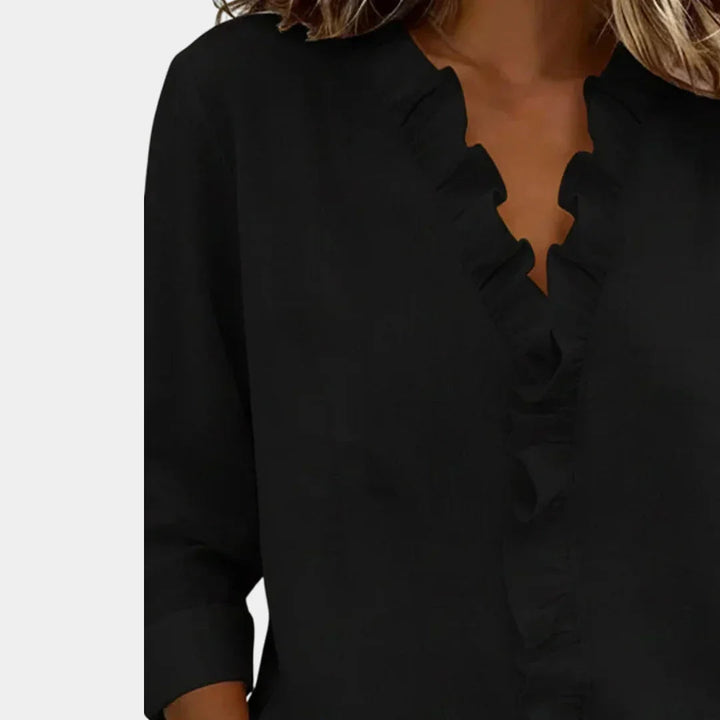 Flavie | Bluse med V-hals og fine flæser