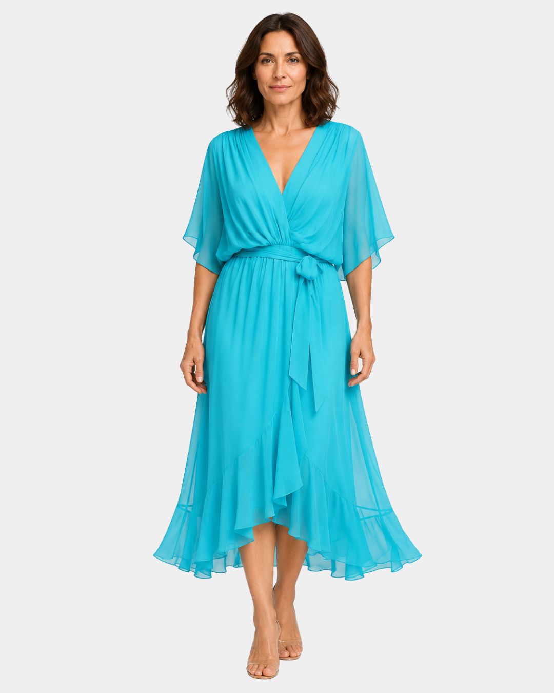Carmen | Chiffonkjole med V-hals