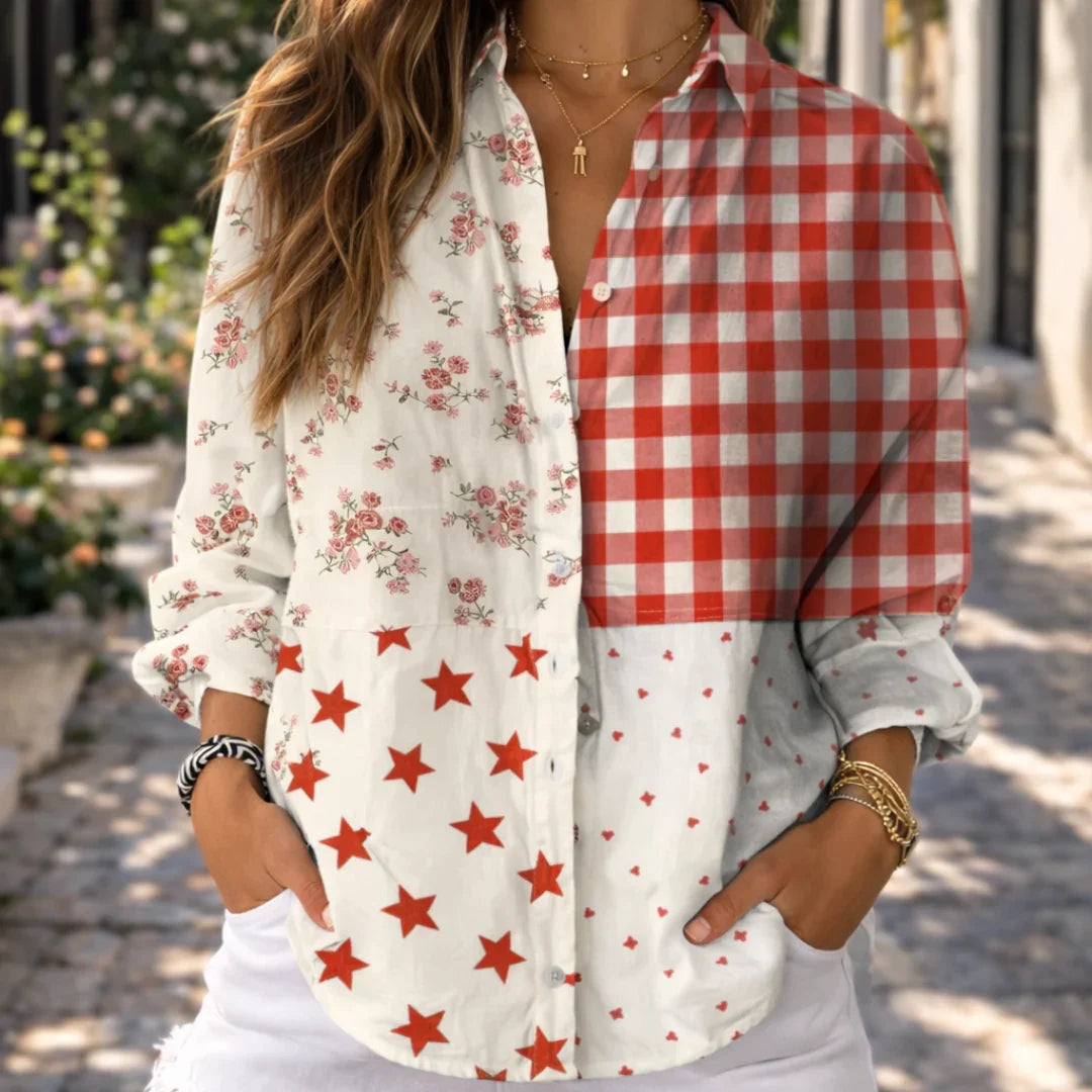 Pauline | Bluse i landlig patchwork
