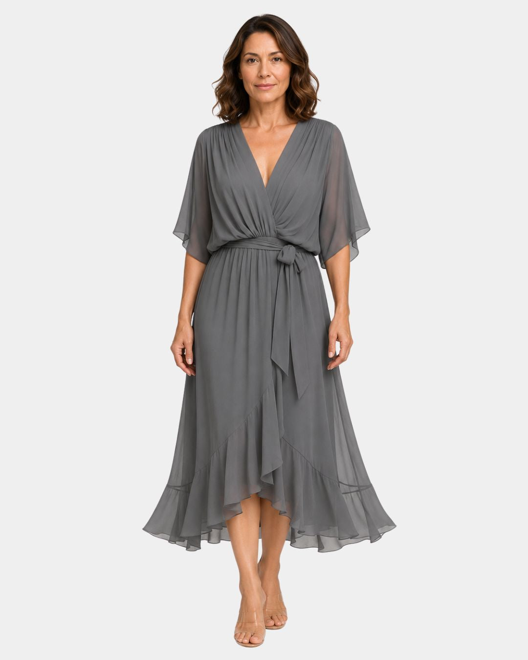 Carmen | Chiffonkjole med V-hals