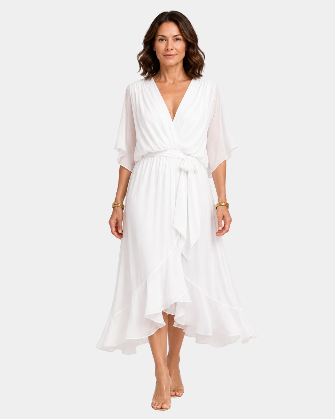 Carmen | Chiffonkjole med V-hals