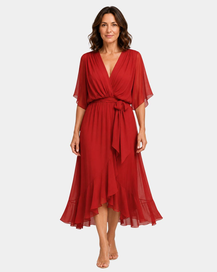 Carmen | Chiffonkjole med V-hals