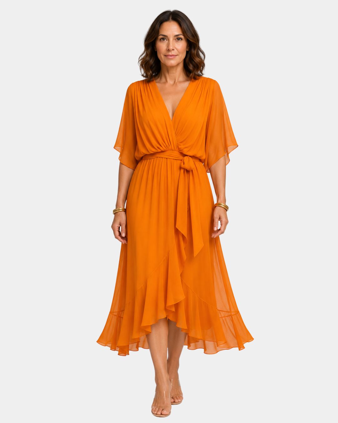 Carmen | Chiffonkjole med V-hals