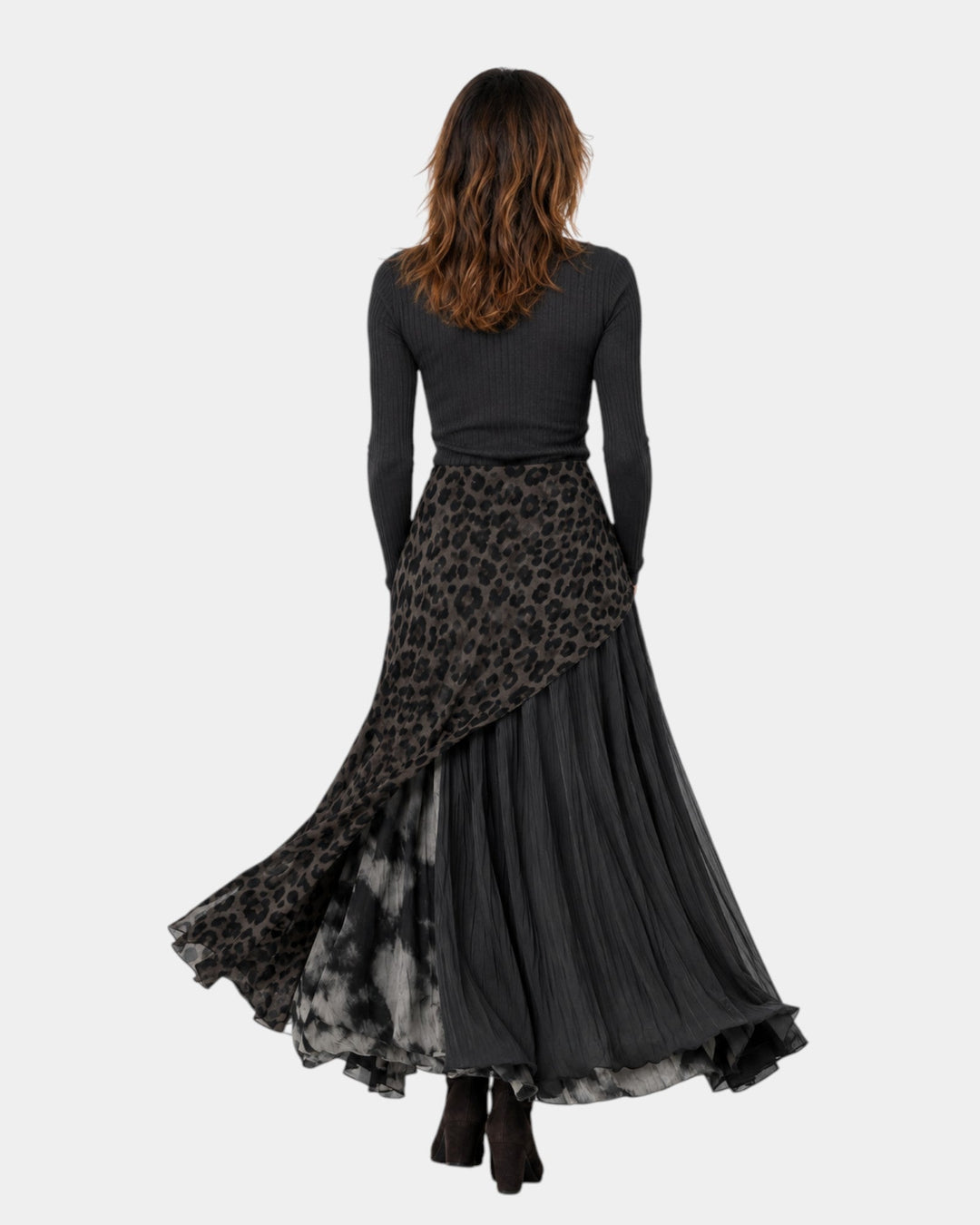 Nkem | Lang kjole med leopardprint