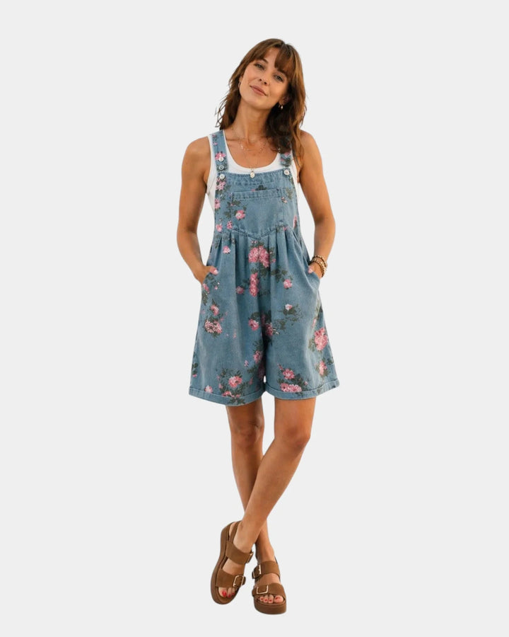 Taniah | Blomstret denim-overall