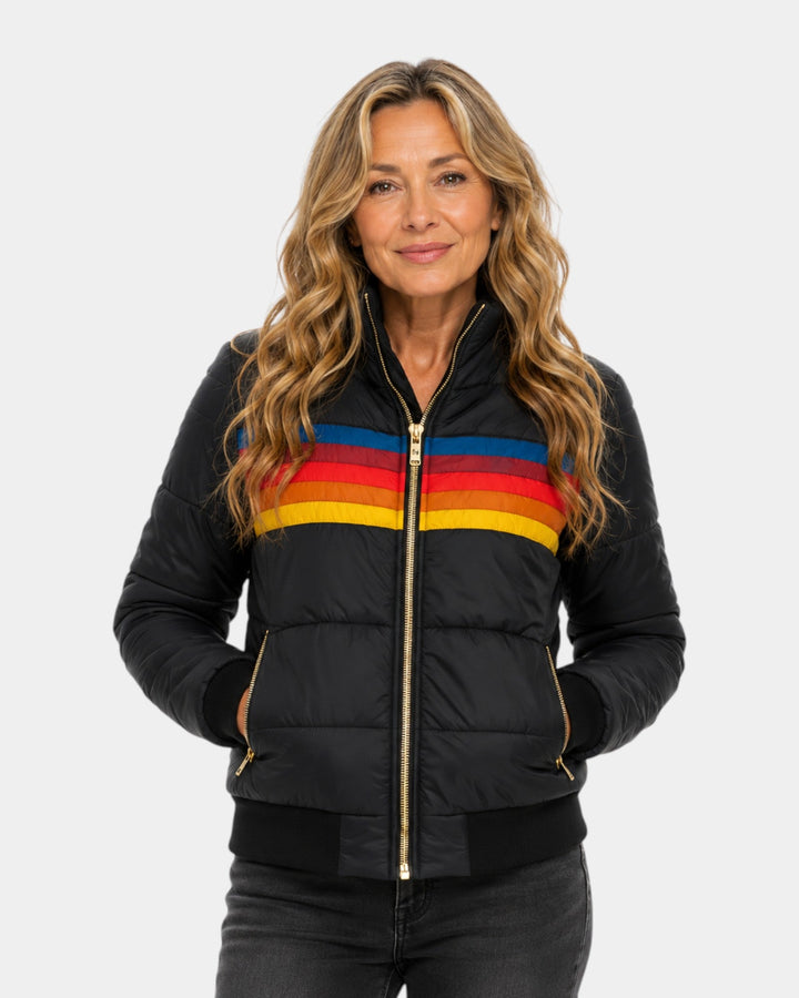 Liorisse | Stribet retro-pufferjakke