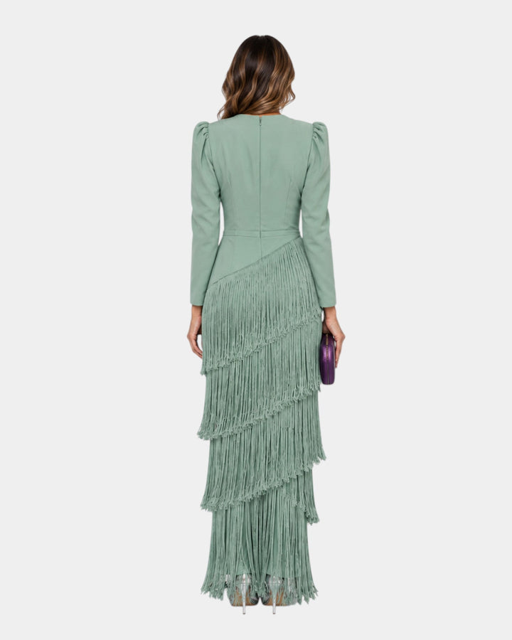 Eulalie | Elegant midikjole med frynseærmer