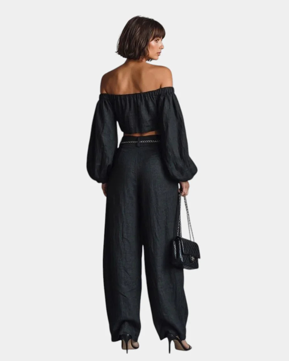 Cíntia | Off-shoulder sæt med vide bukser