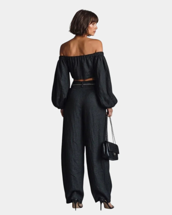 Cíntia | Off-shoulder sæt med vide bukser