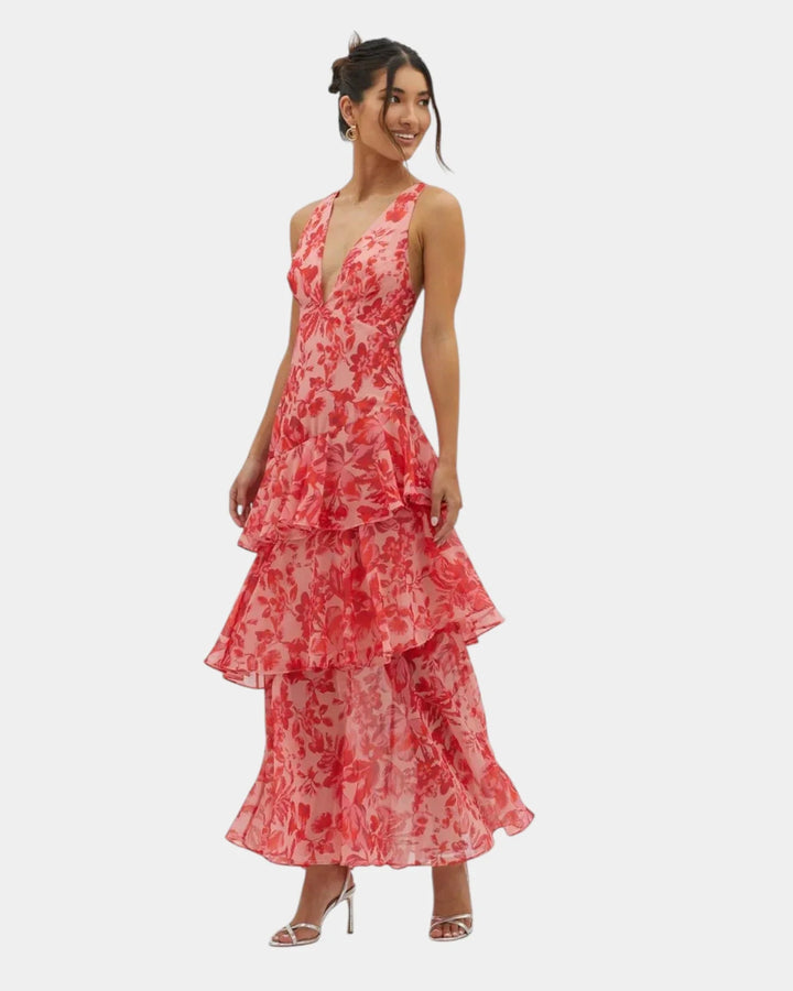 Isa | Elegant blomstret maxikjole