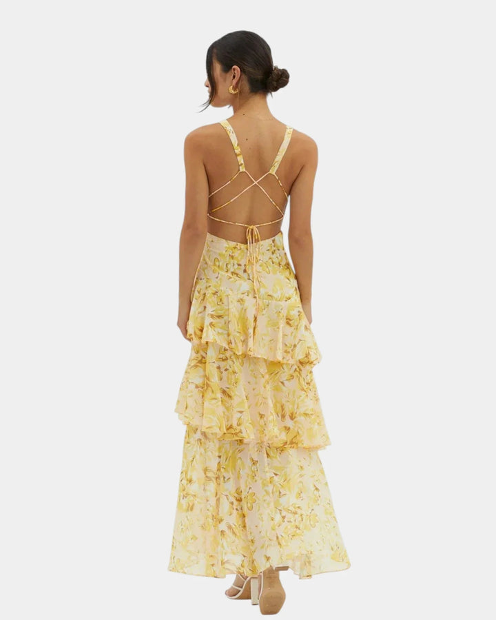 Isa | Elegant blomstret maxikjole