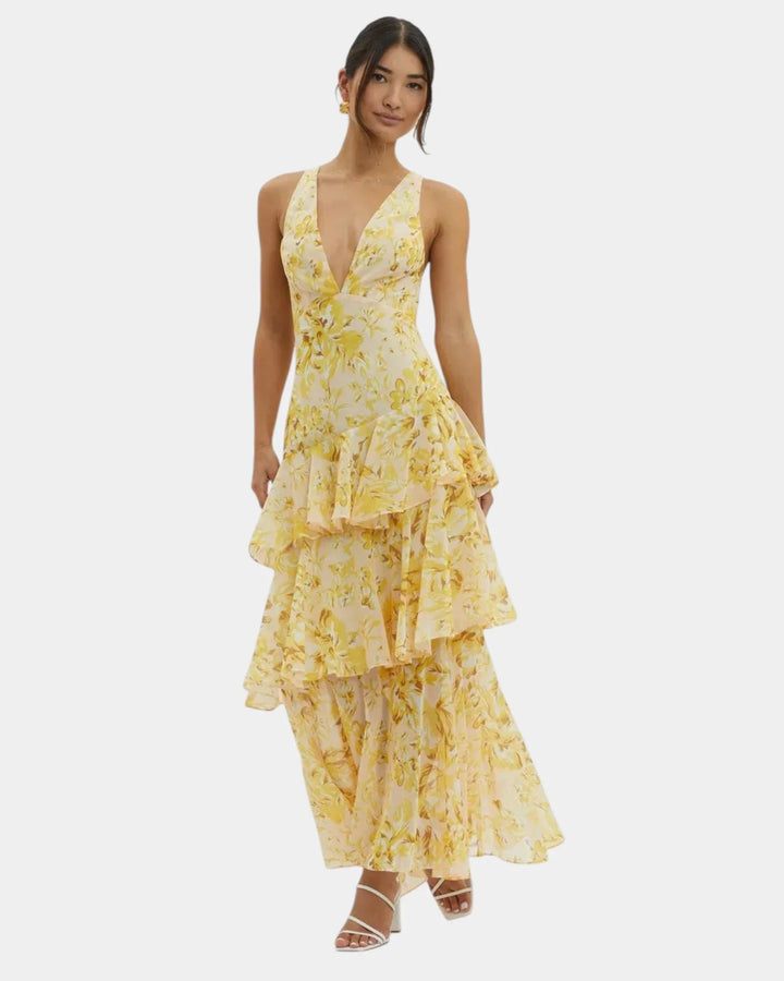 Isa | Elegant blomstret maxikjole