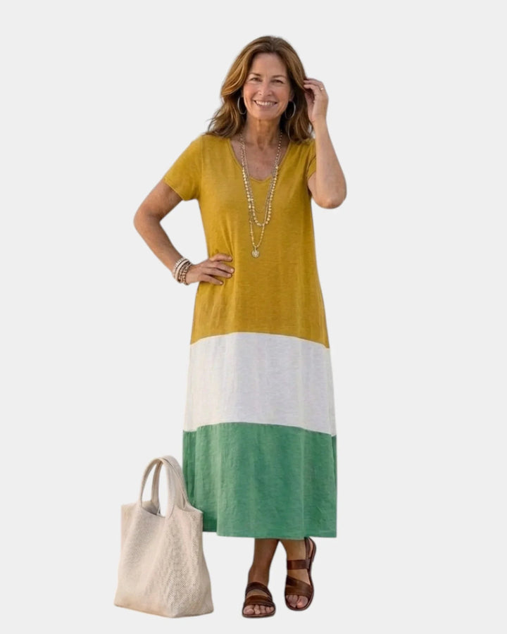 Mathéa | Midikjole i colorblock