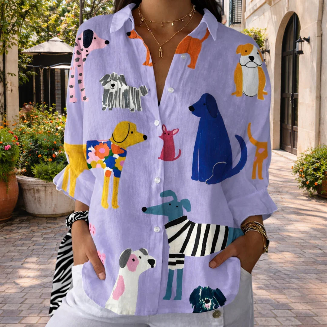 Florence | Bluse med legende hunde