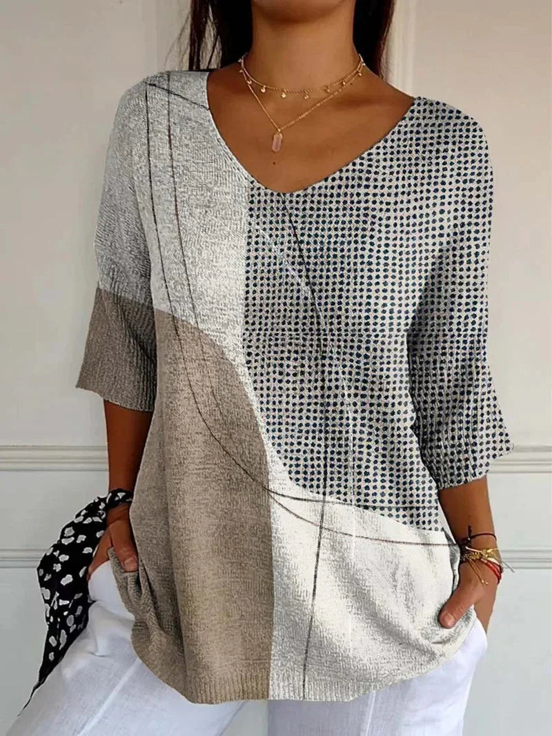 Karine | Afslappet sweater med abstrakt geometrisk kunstprint