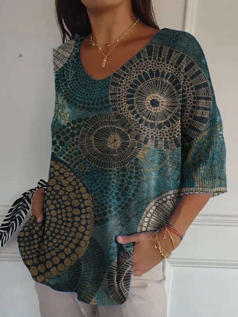 Nadia | Afslappet strikket vintage-sweater med abstrakt geometri