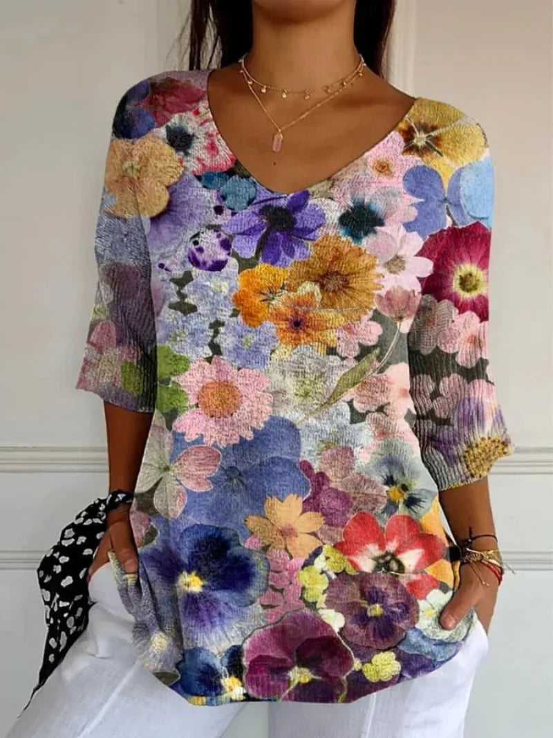 Valentine | Feminin vintage-strik med blomsterprint