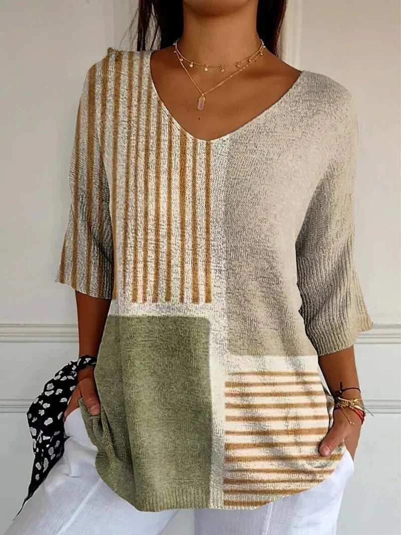 Maëlle | Afslappet sweater med abstrakt geometrisk kunstprint