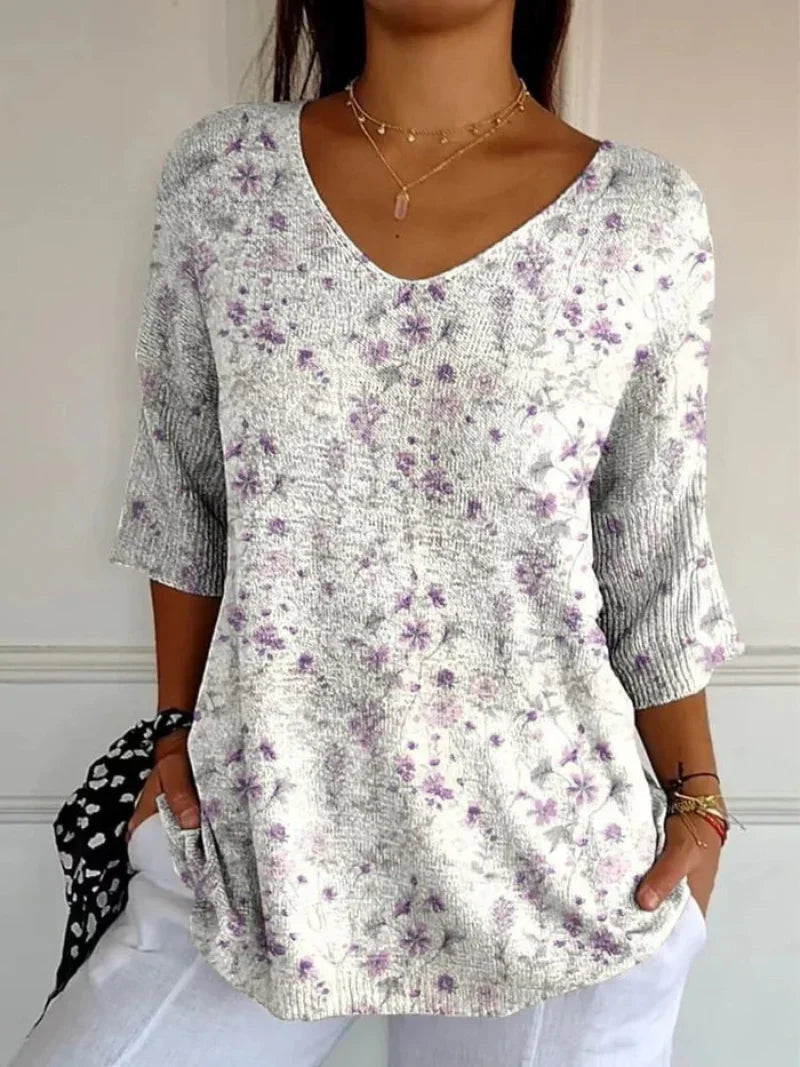 Émilie | Afslappet blomstret vintage-sweater