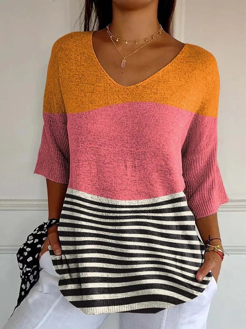 Séverine | Afslappet sweater med abstrakt stregprint